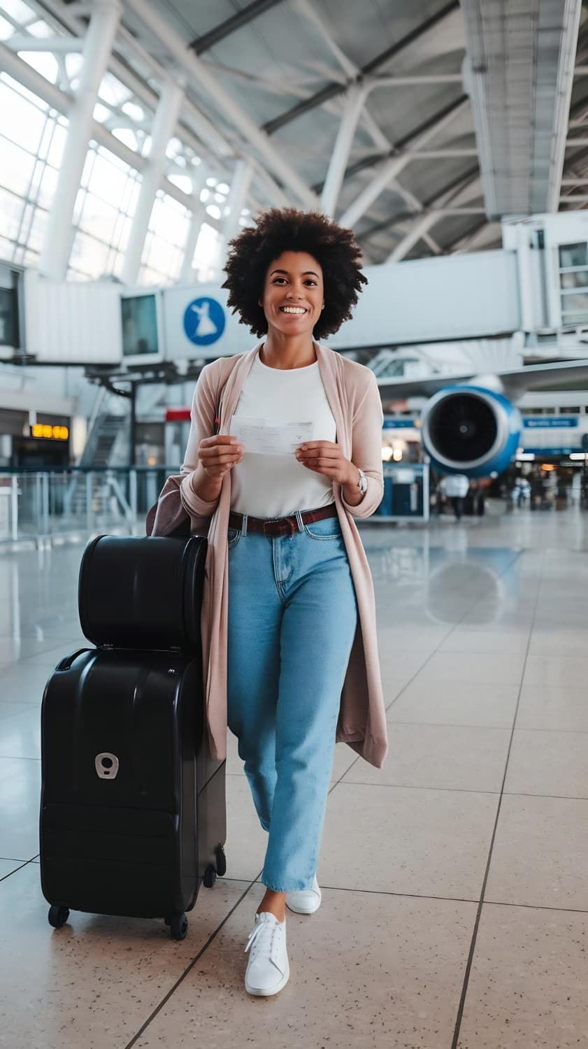 Traveller arriving at an airport terminal